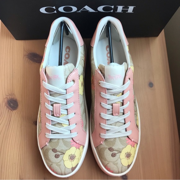 🌸 Coach Clip Low Top Sneaker In Signature Canvas With Floral Print - Picture 9 of 15
